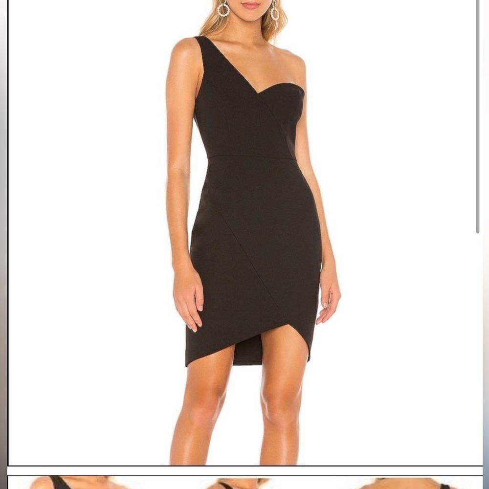 BCBGMAXAZRIA Sleeveless One-Shoulder Cocktail Dress Black 6 NWT